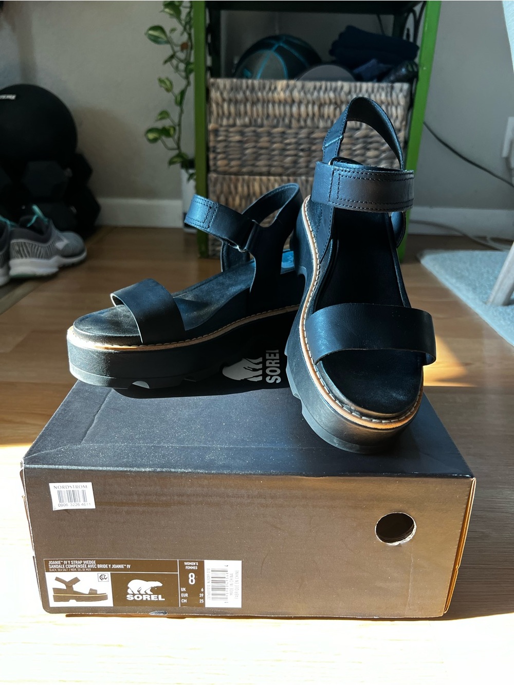 Sorel Joanie Black Platform Sandals with Ankle Strap - Picture 5 of 5
